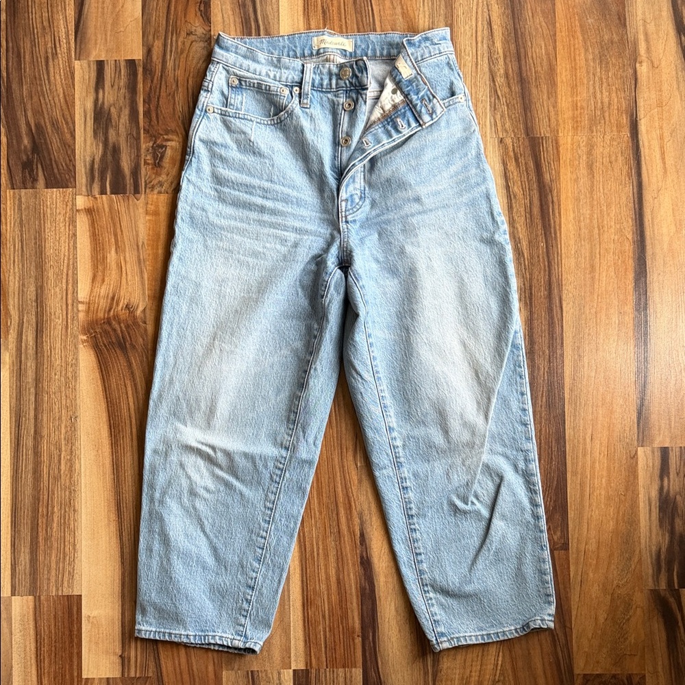 High-Waist Light Blue Balloon Denim Jeans